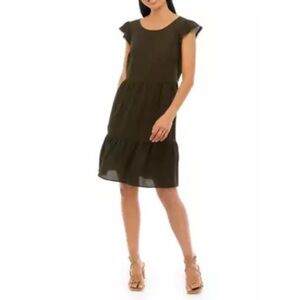 AGB • Women's Olive Cap Sleeve Tiered Dress Size Medium